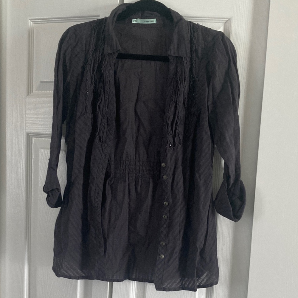 Maurices Dark Gray Button-Up Blouse